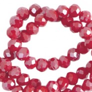 Faceted glass beads 6x4mm disc Tamale red-pearl shine coating